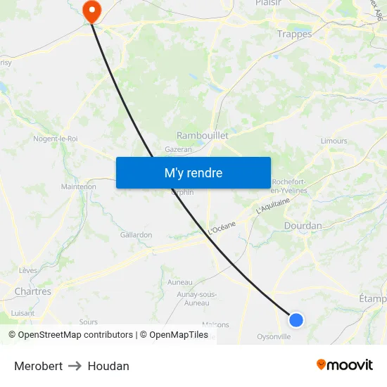 Merobert to Houdan map