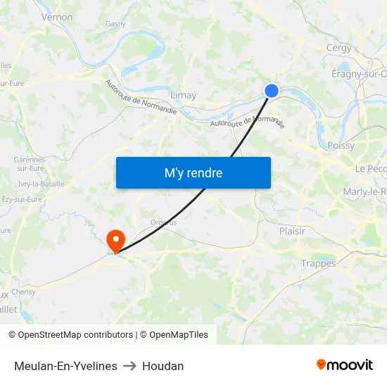 Meulan-En-Yvelines to Houdan map