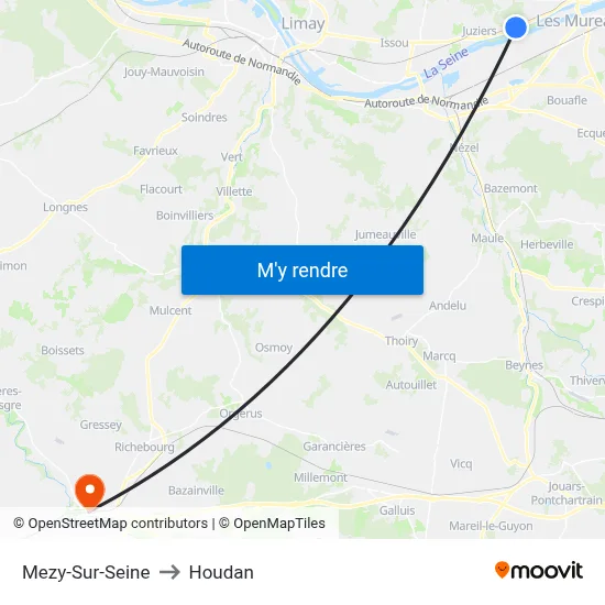 Mezy-Sur-Seine to Houdan map