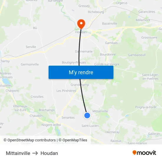 Mittainville to Houdan map