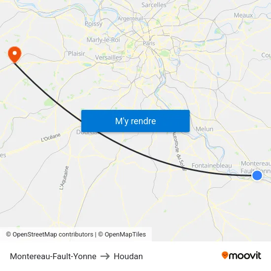 Montereau-Fault-Yonne to Houdan map