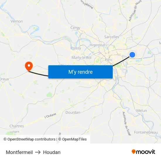 Montfermeil to Houdan map