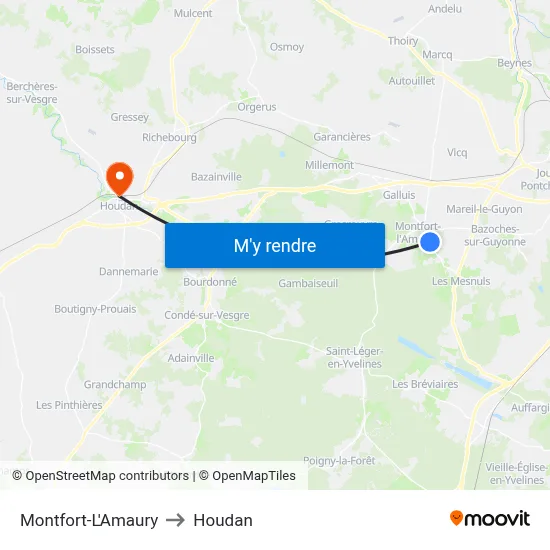 Montfort-L'Amaury to Houdan map