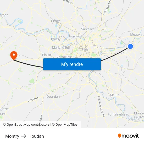 Montry to Houdan map