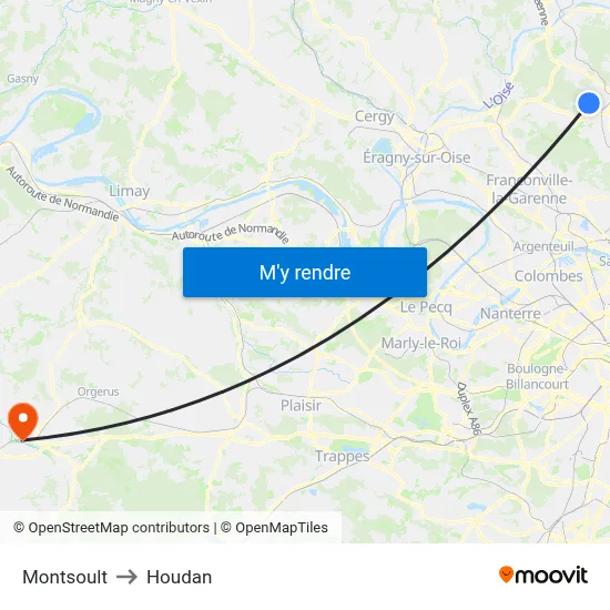 Montsoult to Houdan map