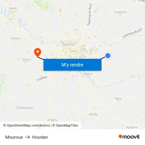 Mouroux to Houdan map
