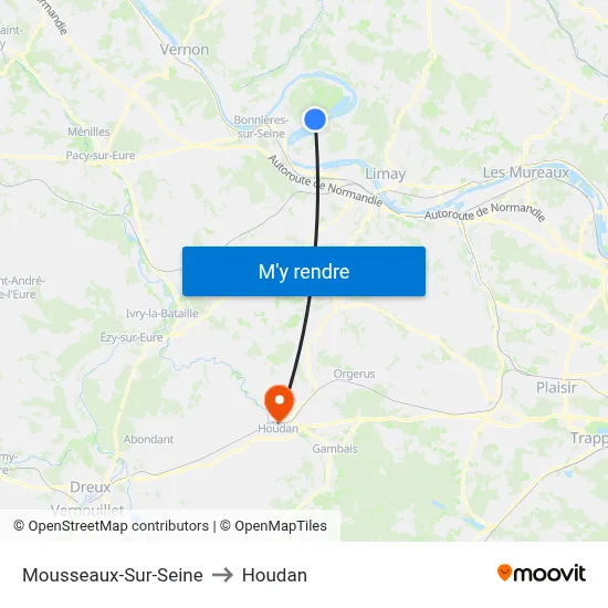 Mousseaux-Sur-Seine to Houdan map
