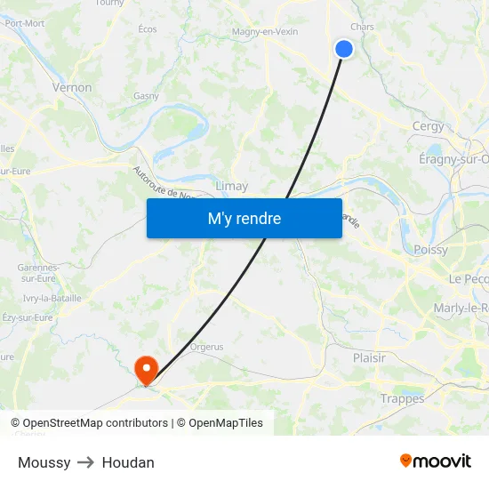 Moussy to Houdan map