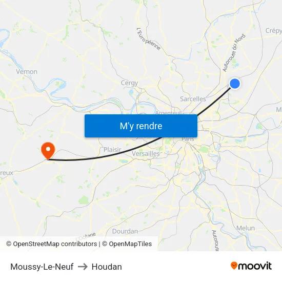 Moussy-Le-Neuf to Houdan map