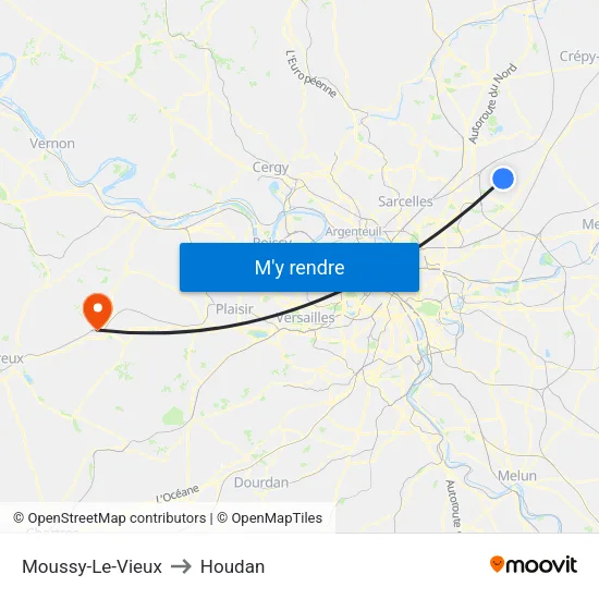 Moussy-Le-Vieux to Houdan map
