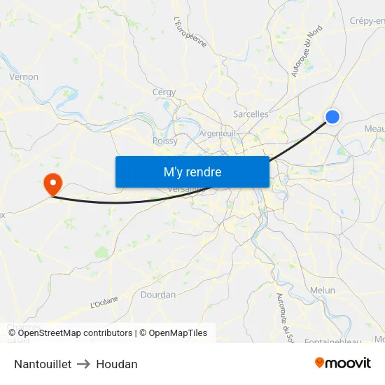 Nantouillet to Houdan map
