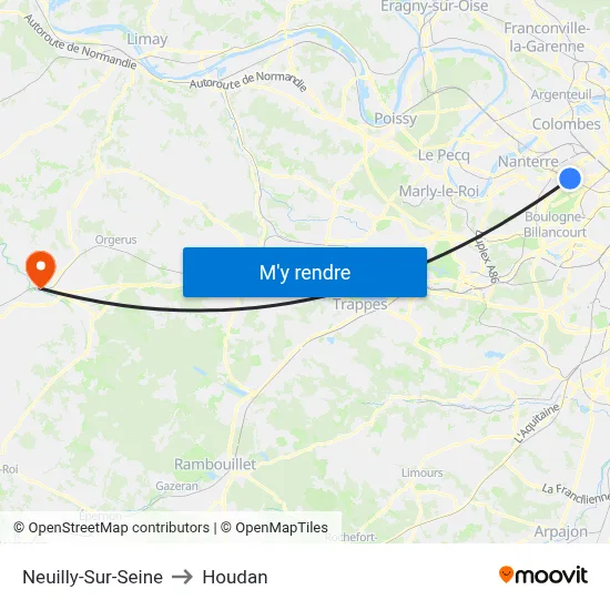 Neuilly-Sur-Seine to Houdan map