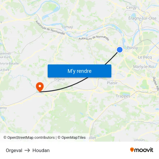 Orgeval to Houdan map