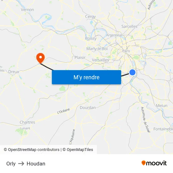 Orly to Houdan map