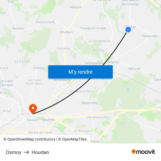 Osmoy to Houdan map