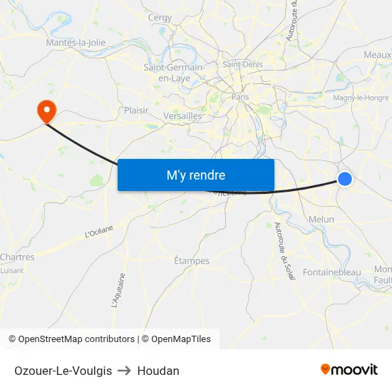 Ozouer-Le-Voulgis to Houdan map