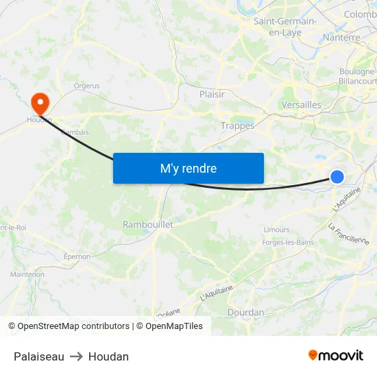 Palaiseau to Houdan map