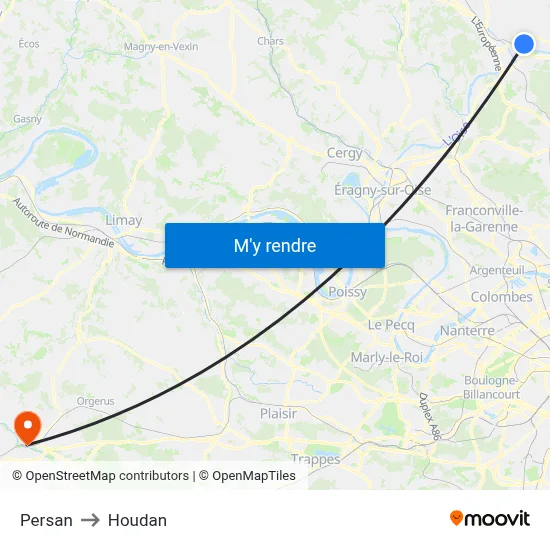 Persan to Houdan map