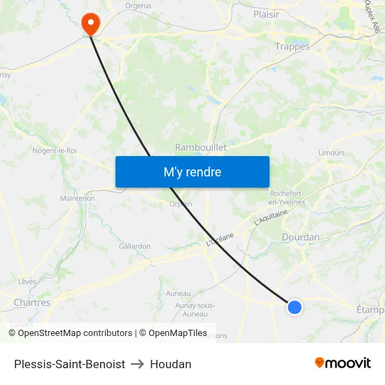 Plessis-Saint-Benoist to Houdan map