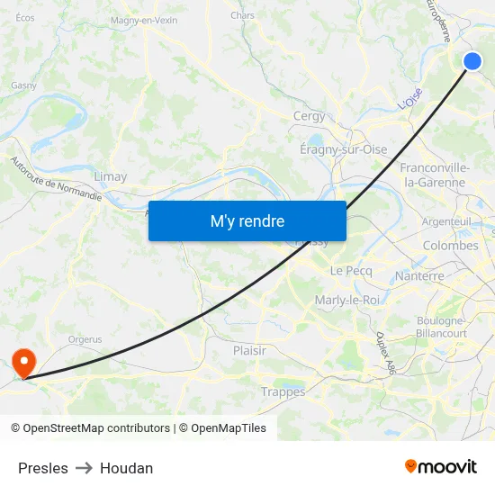 Presles to Houdan map