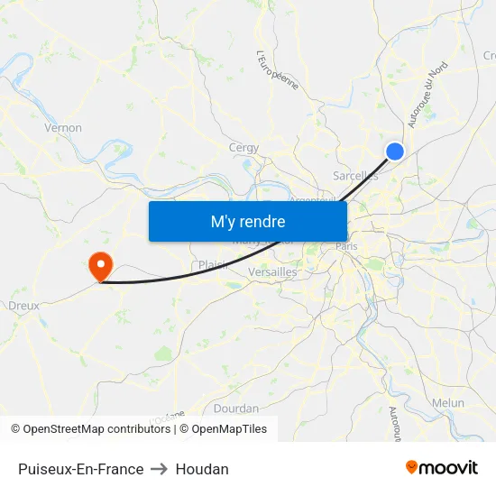 Puiseux-En-France to Houdan map