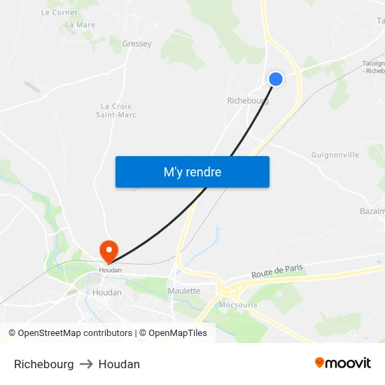 Richebourg to Houdan map