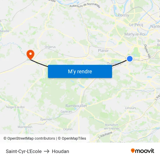 Saint-Cyr-L'Ecole to Houdan map