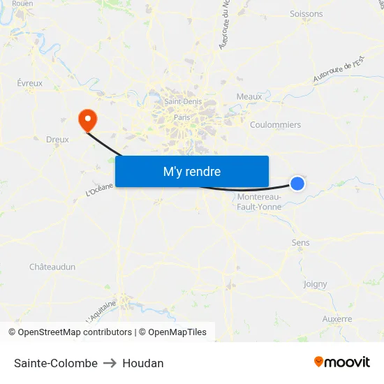 Sainte-Colombe to Houdan map