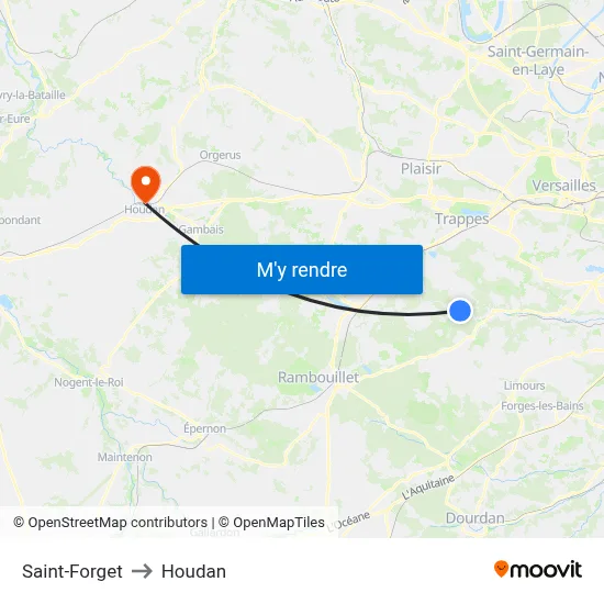 Saint-Forget to Houdan map