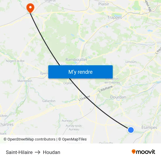 Saint-Hilaire to Houdan map