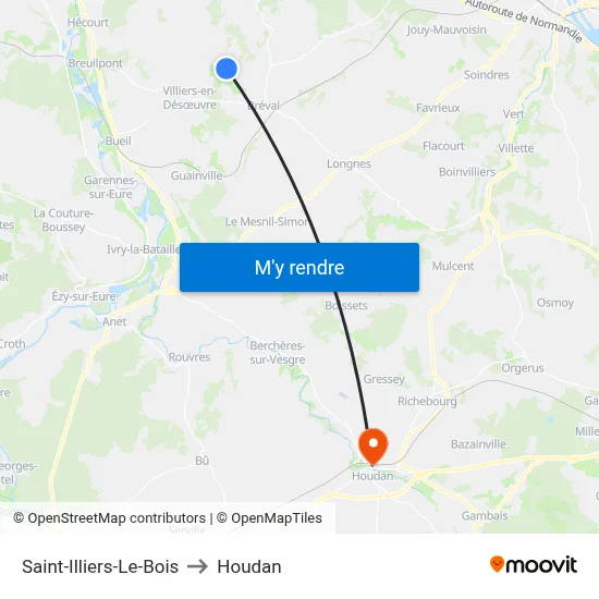 Saint-Illiers-Le-Bois to Houdan map