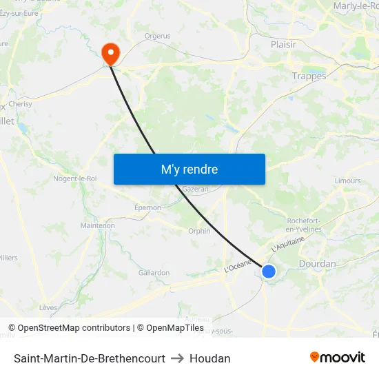 Saint-Martin-De-Brethencourt to Houdan map