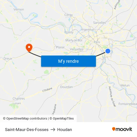 Saint-Maur-Des-Fosses to Houdan map