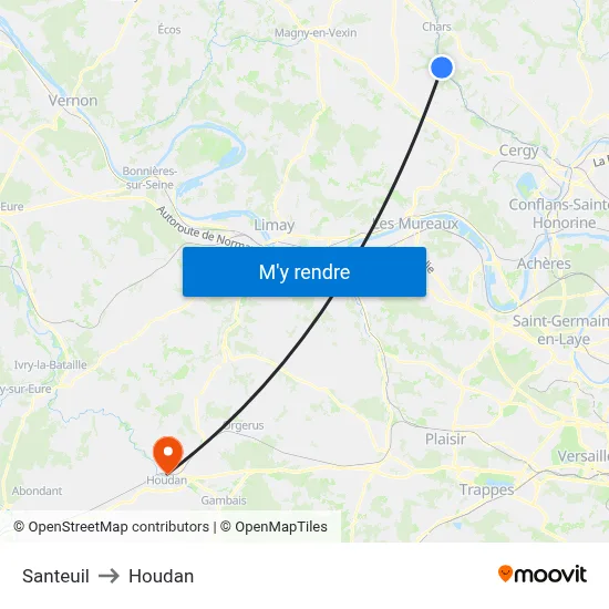 Santeuil to Houdan map
