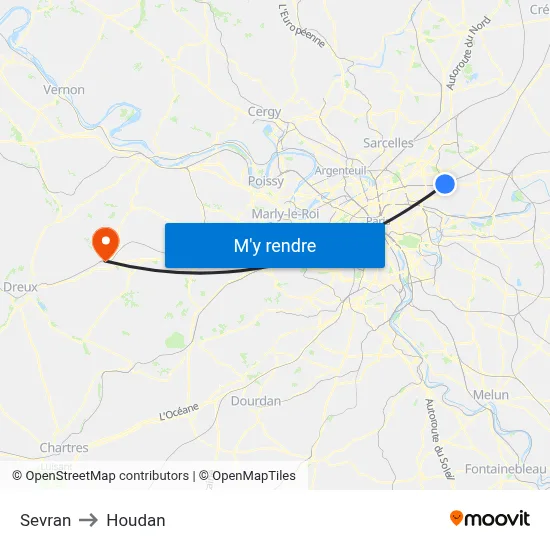 Sevran to Houdan map