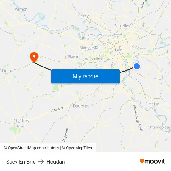 Sucy-En-Brie to Houdan map
