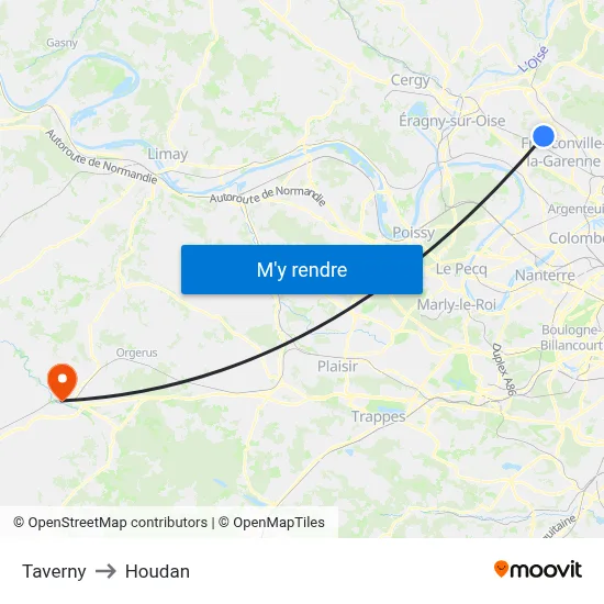 Taverny to Houdan map