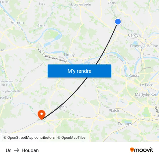 Us to Houdan map