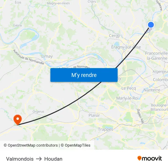 Valmondois to Houdan map
