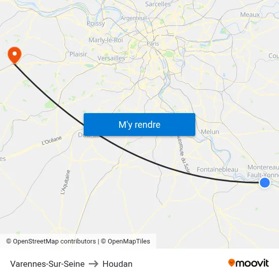 Varennes-Sur-Seine to Houdan map