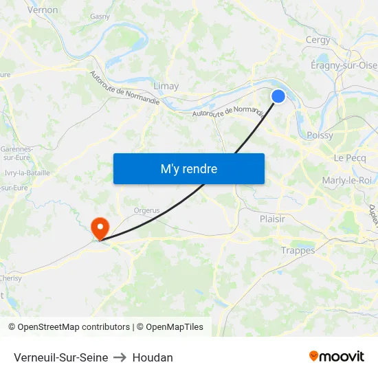 Verneuil-Sur-Seine to Houdan map