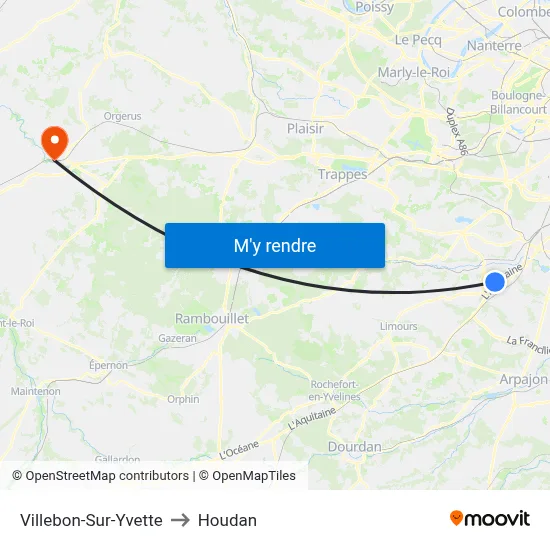 Villebon-Sur-Yvette to Houdan map