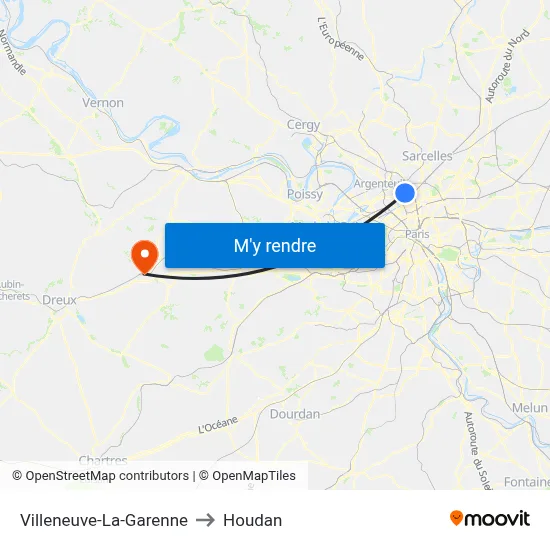 Villeneuve-La-Garenne to Houdan map