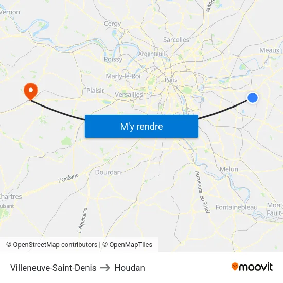 Villeneuve-Saint-Denis to Houdan map