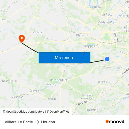 Villiers-Le-Bacle to Houdan map