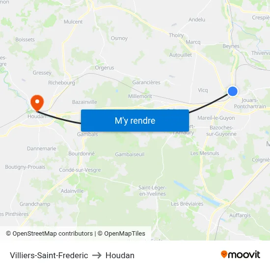 Villiers-Saint-Frederic to Houdan map