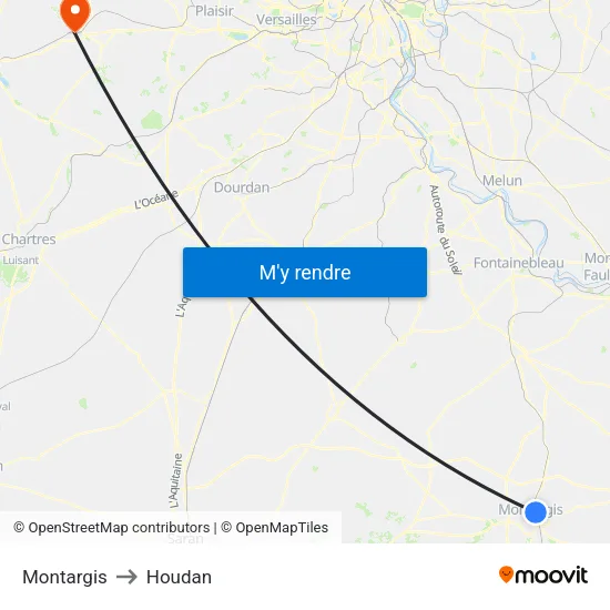 Montargis to Houdan map