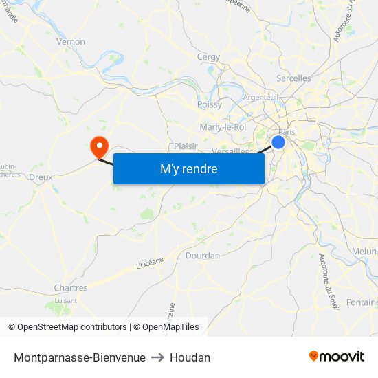 Montparnasse-Bienvenue to Houdan map