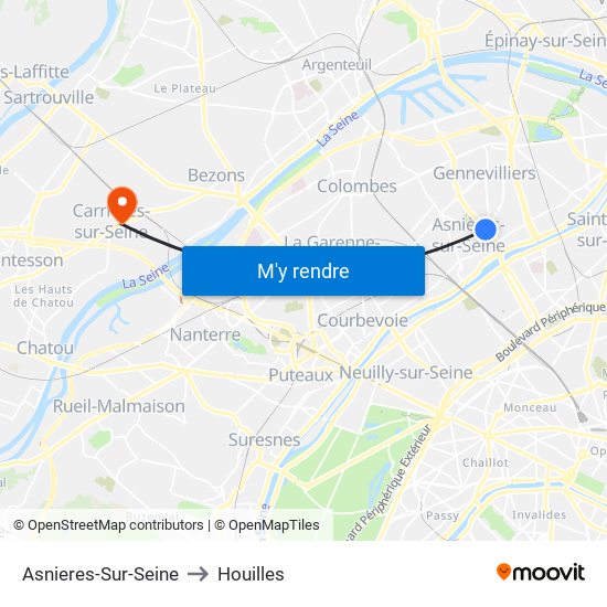 Asnieres-Sur-Seine to Houilles map