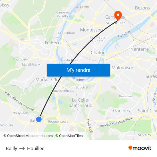 Bailly to Houilles map